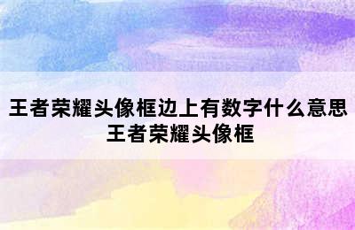 王者荣耀头像框边上有数字什么意思 王者荣耀头像框